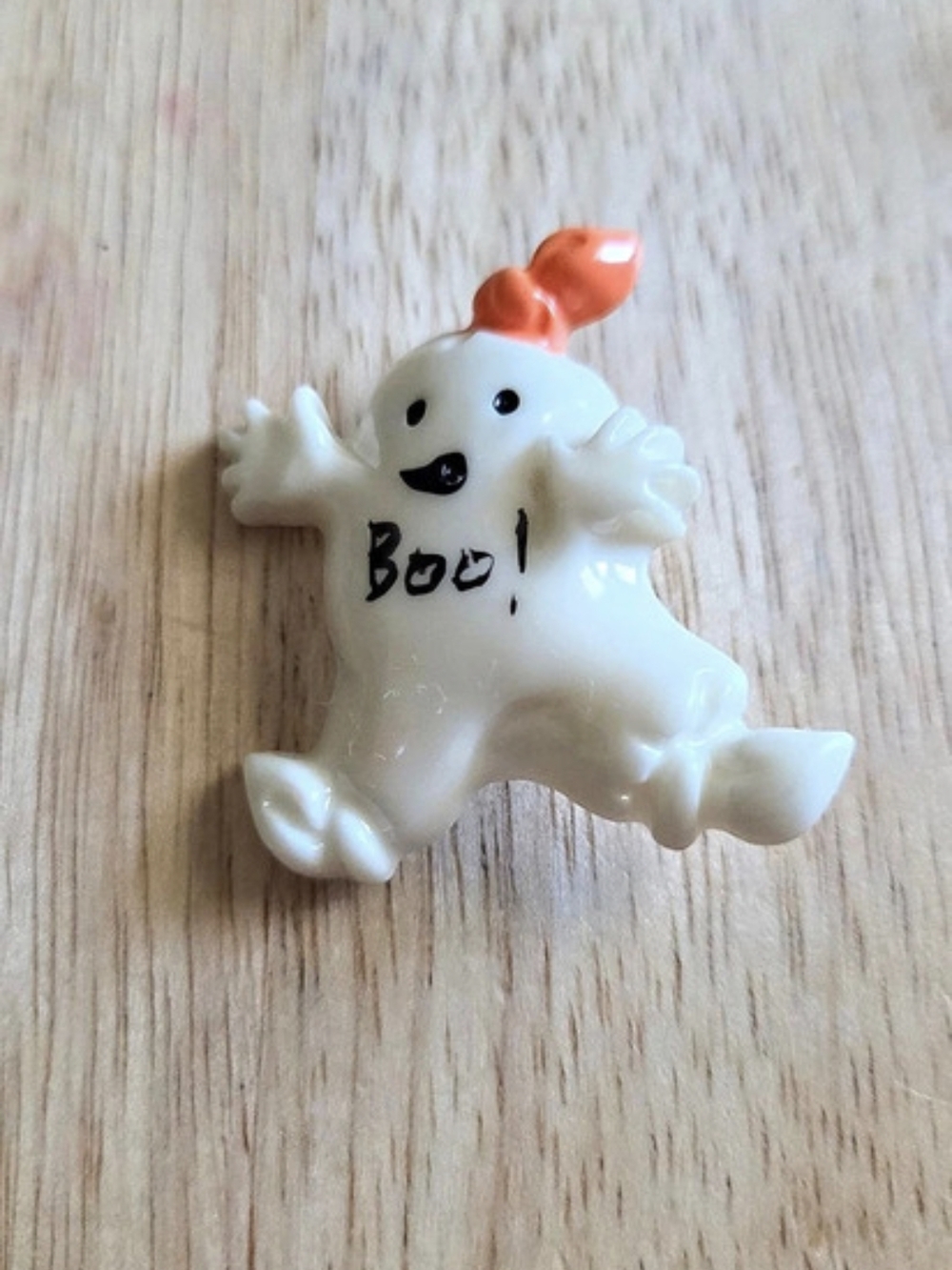 Boo Ghost Halloween Brooch White & Orange